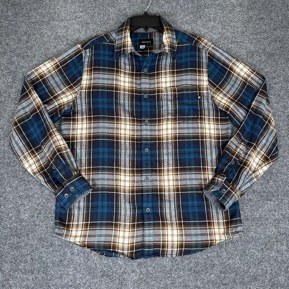 Marmot Flannel Shirt Mens Medium Blue Plaid Button Up Long Sleeve Gorpcore Adult - Picture 1 of 7